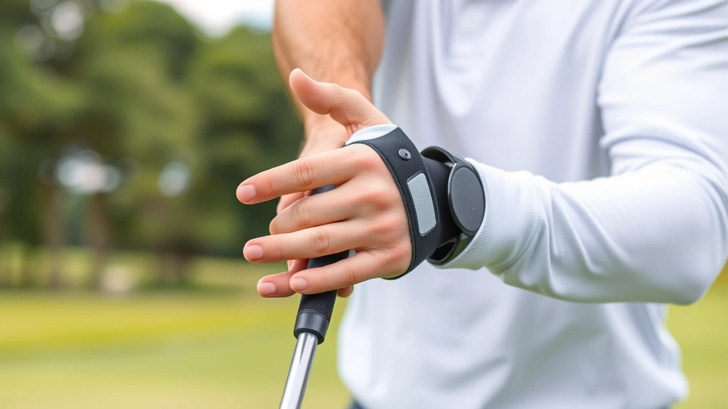 Professional golfer demonstrating proper grip technique on club with clear hand positioning, natural outdoor golf practice range background, natural lighting, photorealistic, no text visible