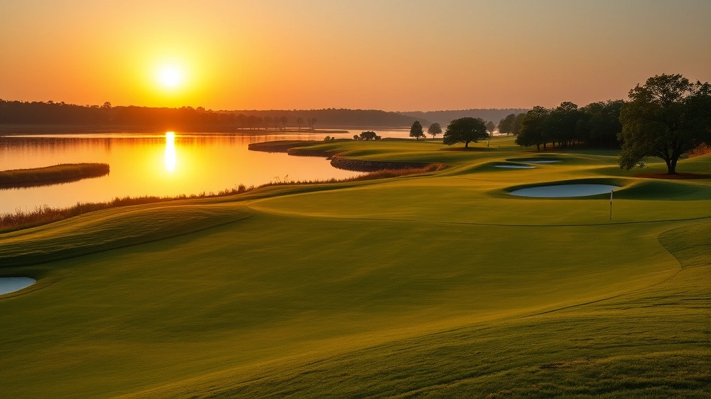 Golfer reading putting green from multiple angles, studying slope and break patterns with concentrated focused expression, manicured golf course green in background