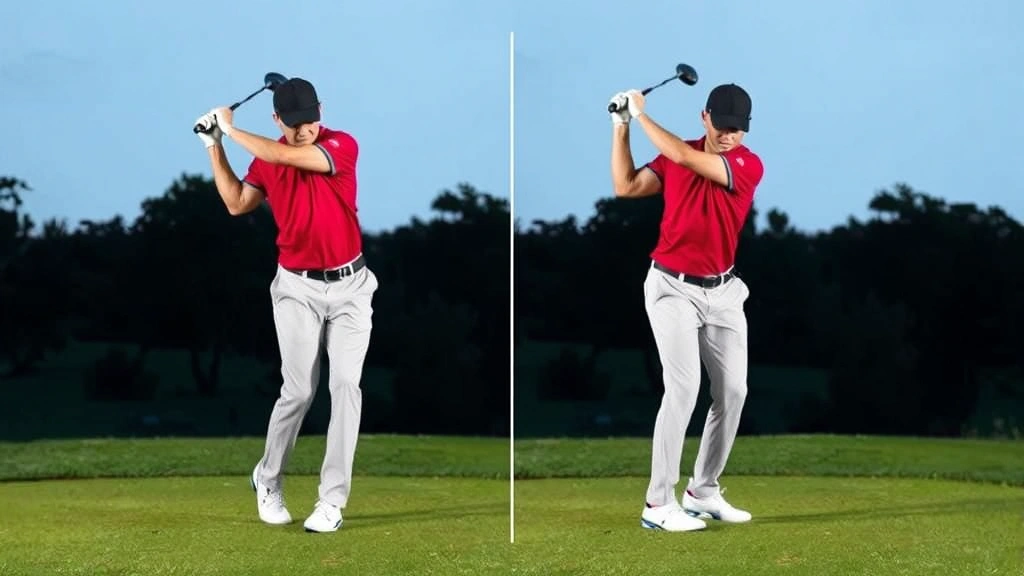 Golfer in balanced follow-through and finish position after completing full swing, demonstrating rotated body and proper weight transfer on course