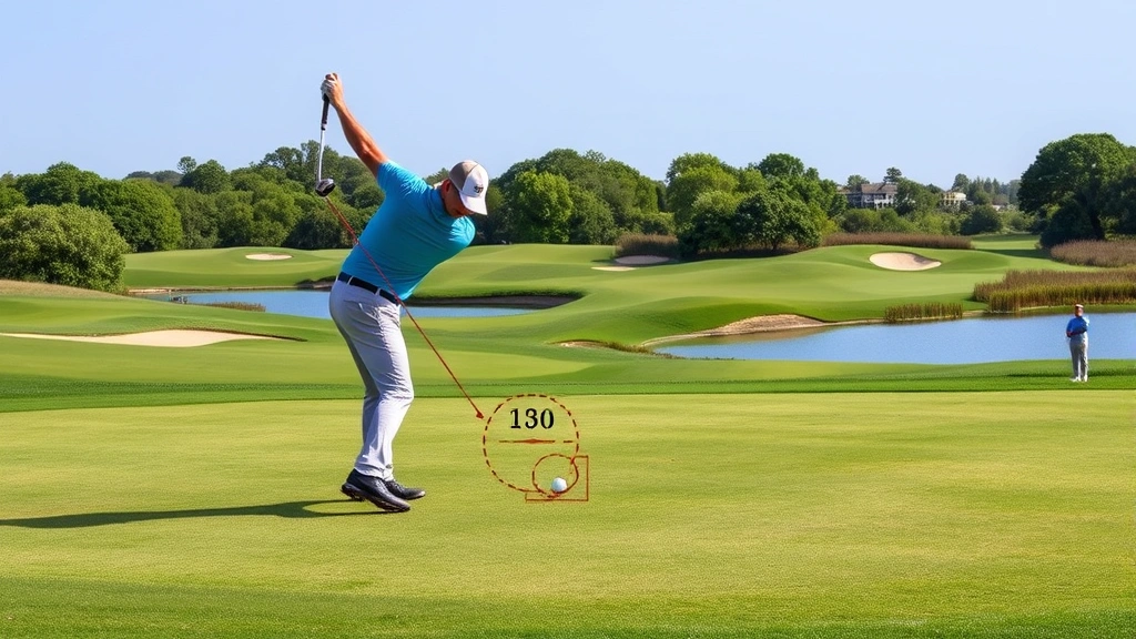 Golfer executing approach shot from 150 yards to green with strategic positioning, demonstrating course management technique with hazards in background