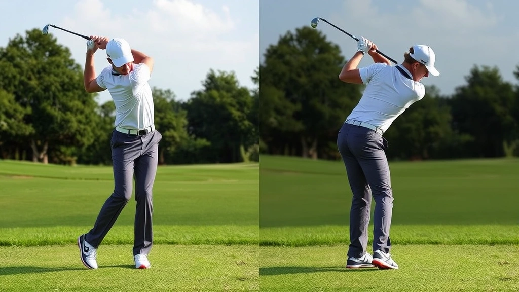 Golfer mid-swing showing proper rotation and weight transfer with excellent posture and spine angle maintenance