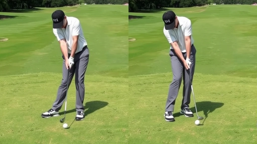 Golfer executing approach shot from fairway with proper stance and posture, demonstrating controlled swing mechanics and ball contact