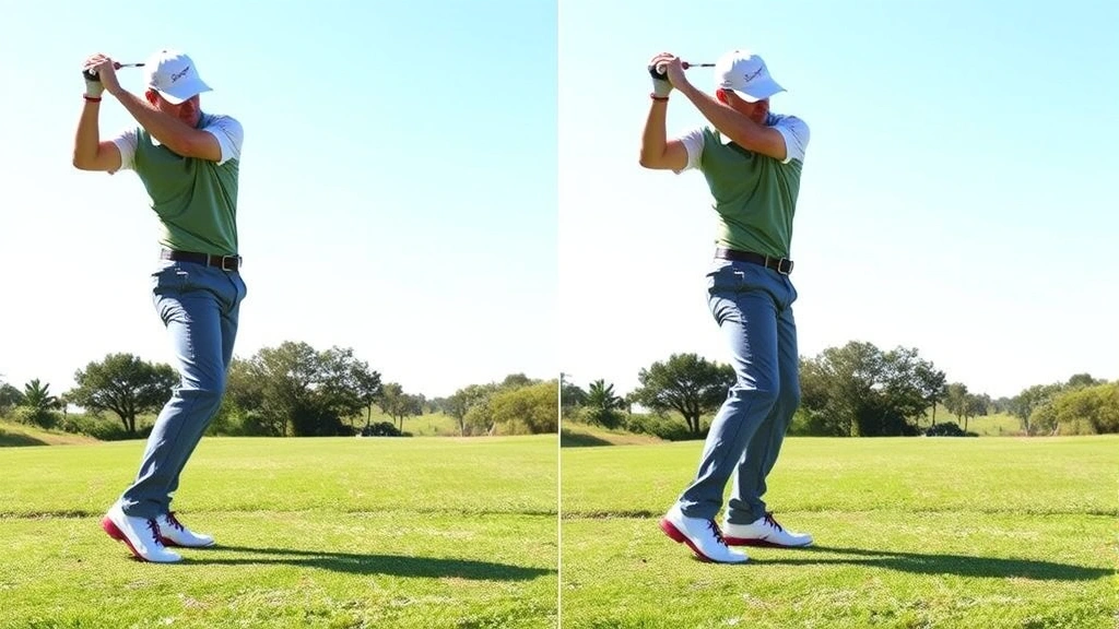 A golfer mid-follow-through showing a complete, balanced finish position with full body rotation toward the target and proper weight distribution on front foot