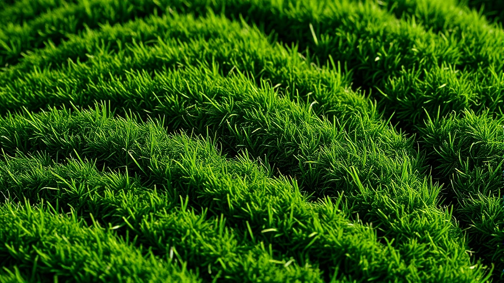 Close-up of intricate green contours with subtle slopes and pin placements, natural lighting, showing grass texture and design complexity, no text