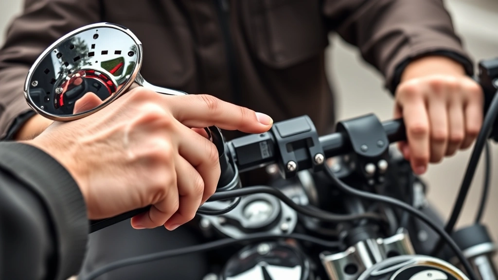 Close-up of hands demonstrating proper throttle and brake control positioning on Harley handlebars, instructor showing technique to attentive student riders, emphasizing precise finger placement and modulation