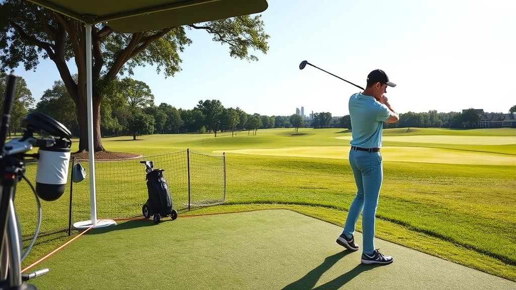 Beginner golfer in proper stance position at tee box on sunny golf course, demonstrating correct posture and grip technique, professional photography, realistic lighting, clear fairway in background