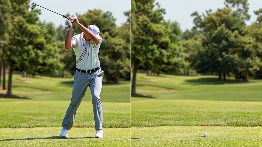 Golfer in balanced finish position after impact, weight forward on front leg, chest facing target, hands high, body fully rotated, demonstrating complete follow-through sequence