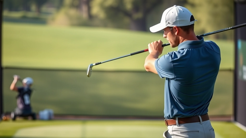 Professional golfer in perfect posture and stance at address, demonstrating grip fundamentals and body alignment on practice range, realistic photography with natural lighting