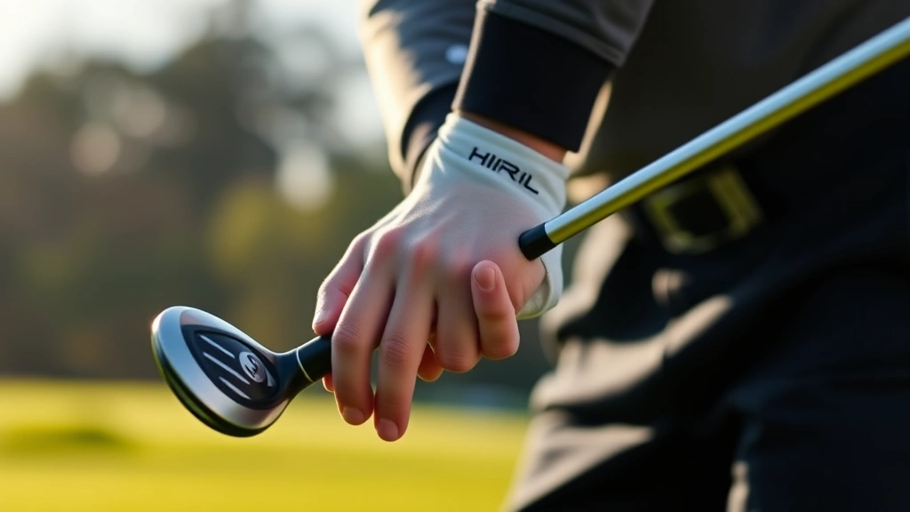 Professional golfer demonstrating proper grip on golf club in natural outdoor setting, close-up hand positioning, morning sunlight, realistic photography, no text