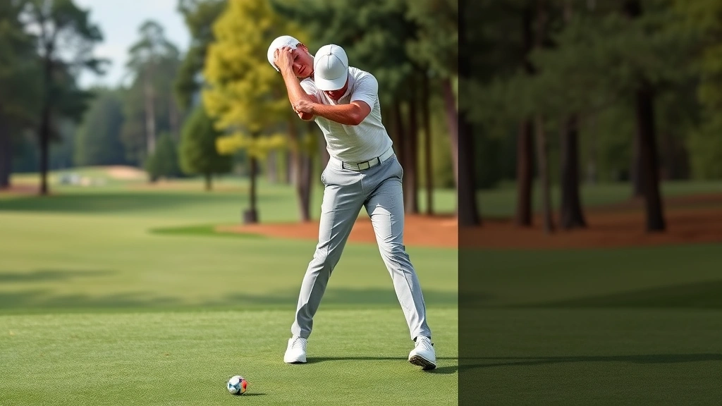 Golfer in athletic stance position at address demonstrating proper posture, knee flex, and spine angle before executing a golf swing on fairway